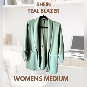 SHEIN Mint Teal Open-Front Blazer